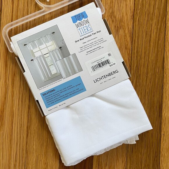 Window Curtain Tiers-- Rod Pocket 58"W x 36"L White - Picture 3 of 5